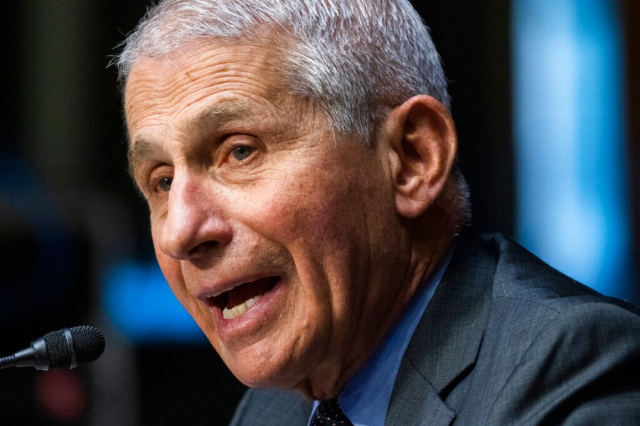 In this May 11, 2021 file photo, Dr. Anthony Fauci, director of the National Institute of Allergy and Infectious Diseases, speaks during a Senate Health, Education, Labor, and Pensions hearing to examine an update from Federal officials on efforts to combat COVID-19, on Capitol Hill in Washington. (Jim Lo Scalzo/Pool via AP, File)