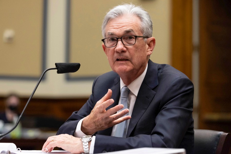 Federal Reserve Board chairman Jerome Powell testifies on the Federal Reserve's response to the coronavirus pandemic during a House Oversight and Reform Select Subcommittee on the Coronavirus hearing on Capitol Hill in Washington, in this Tuesday, June 22, 2021, file photo. Federal Reserve Chair Jerome Powell said that inflation “will likely remain elevated in coming months" before “moderating,” an apparent acknowledgement that price gains have been larger and more persistent than many economists forecast. In written testimony to be delivered Wednesday, July 14, at noon before the House Financial Services Committee, Powell reiterated his long-held view that the high inflation readings of the past several months have largely been driven by temporary factors, such as supply shortages and surging demand as pandemic-related business restrictions ease.(Graeme Jennings/Pool via AP, File)