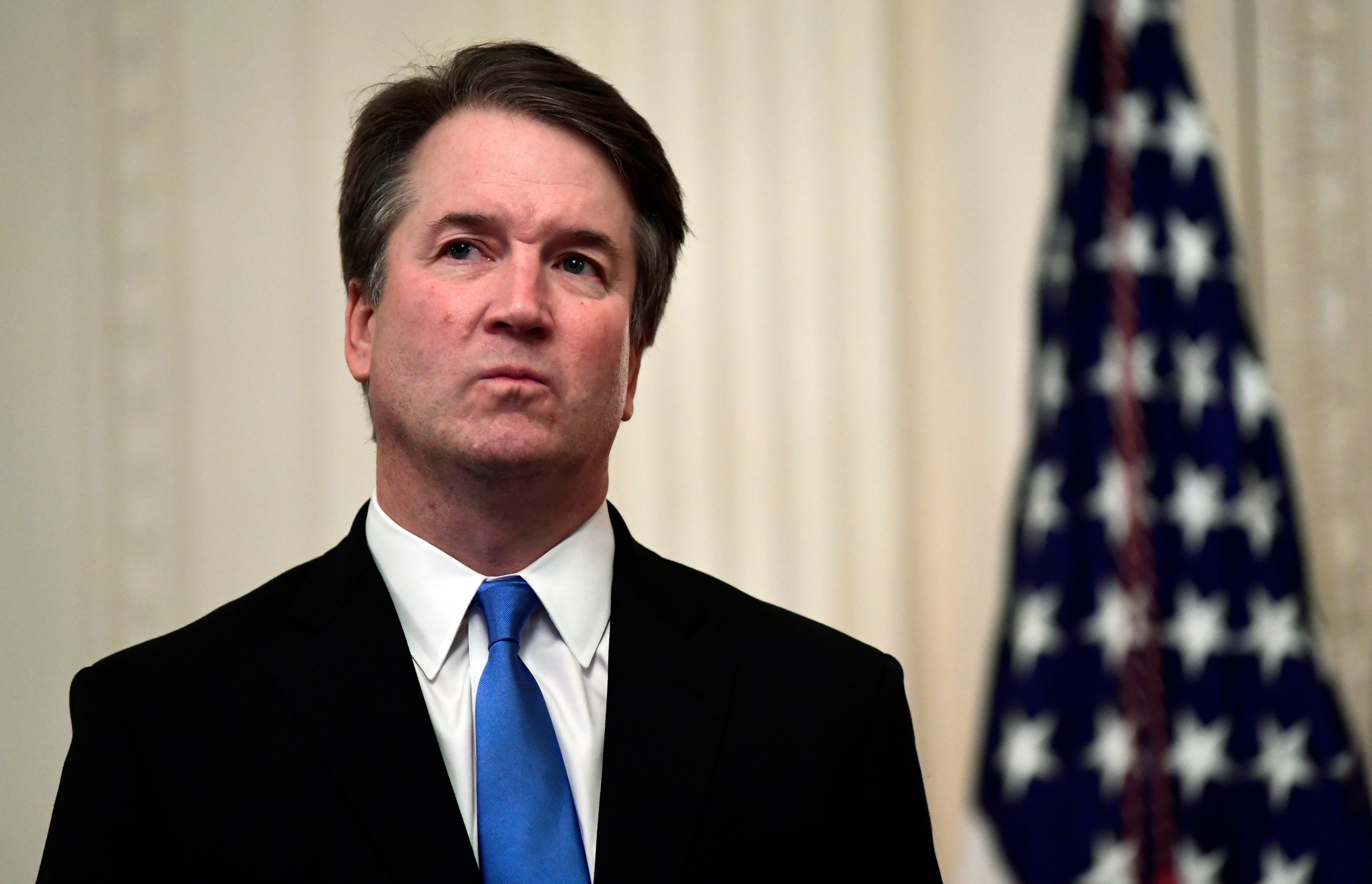 In this Oct. 8, 2018, file photo, Supreme Court Justice Brett Kavanaugh stands before a ceremonial swearing-in in the East Room of the White House. (Susan Walsh/Associated Press)