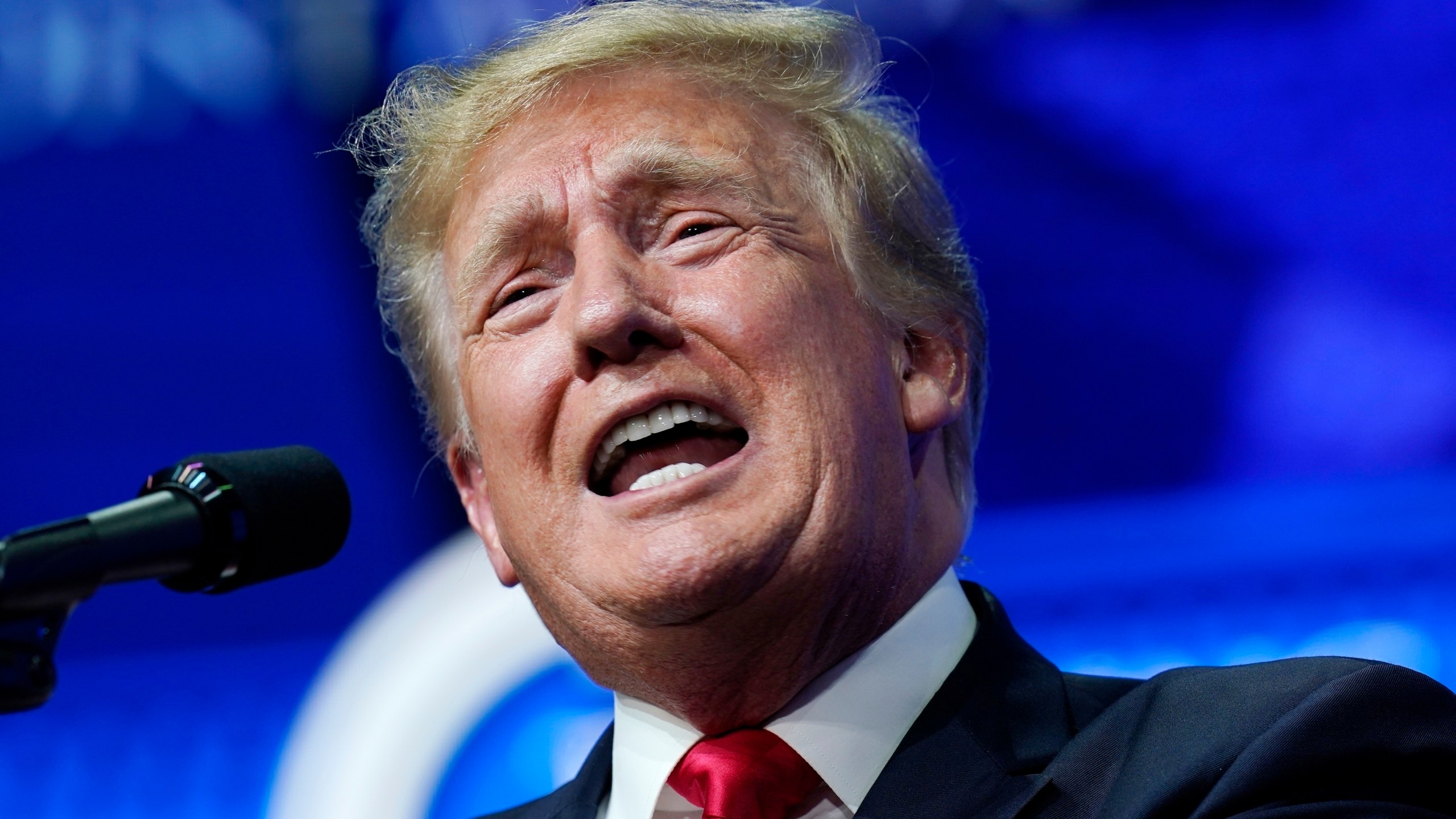 In this Saturday, July 24, 2021, file photo former President Donald Trump speaks on a variety of topics to supporters at a Turning Point Action gathering in Phoenix. Trump urged senior Justice Department officials to declare the 2020 election results “corrupt” in a December phone call. That's according to handwritten notes from one of the participants in the conversation. The notes of the Dec. 27 call were released Friday by the Democratic-led House Oversight Committee. (AP Photo/Ross D. Franklin, File)