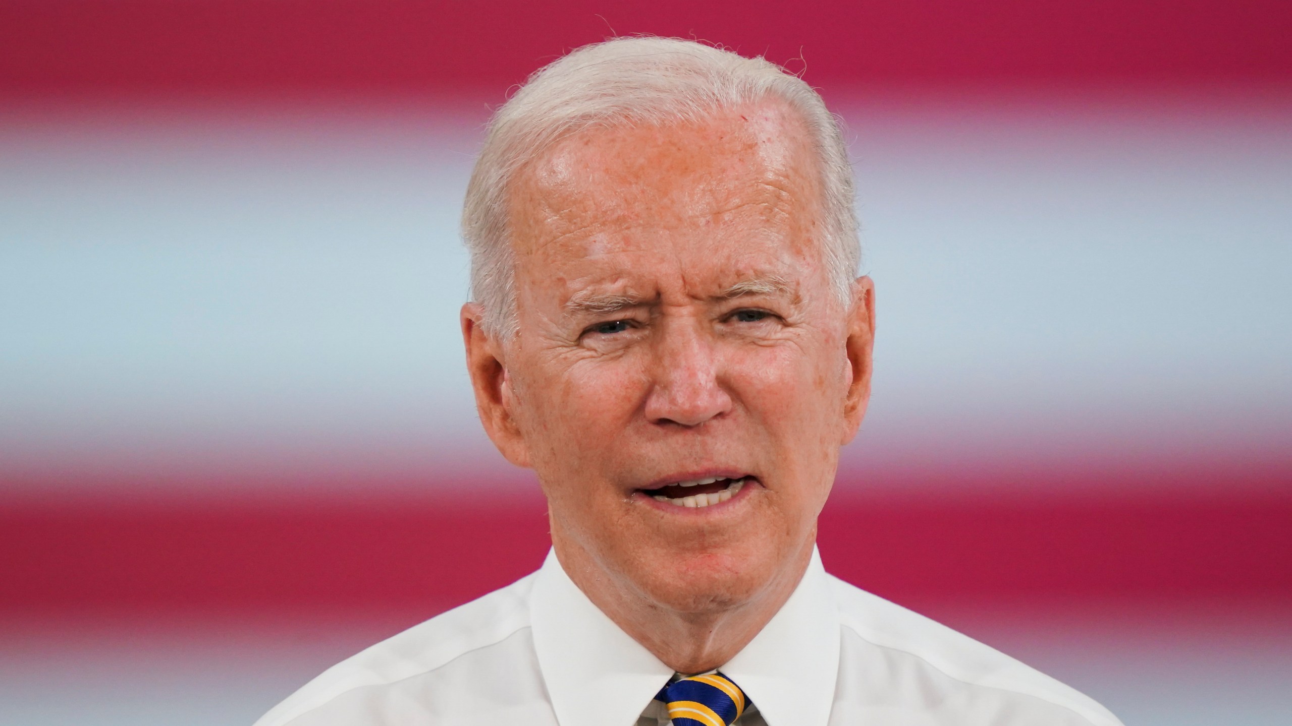 President Joe Biden speaks during a visit to the Lehigh Valley operations facility for Mack Trucks in Macungie, Pa., Wednesday, July 28, 2021. (AP Photo/Matt Rourke)