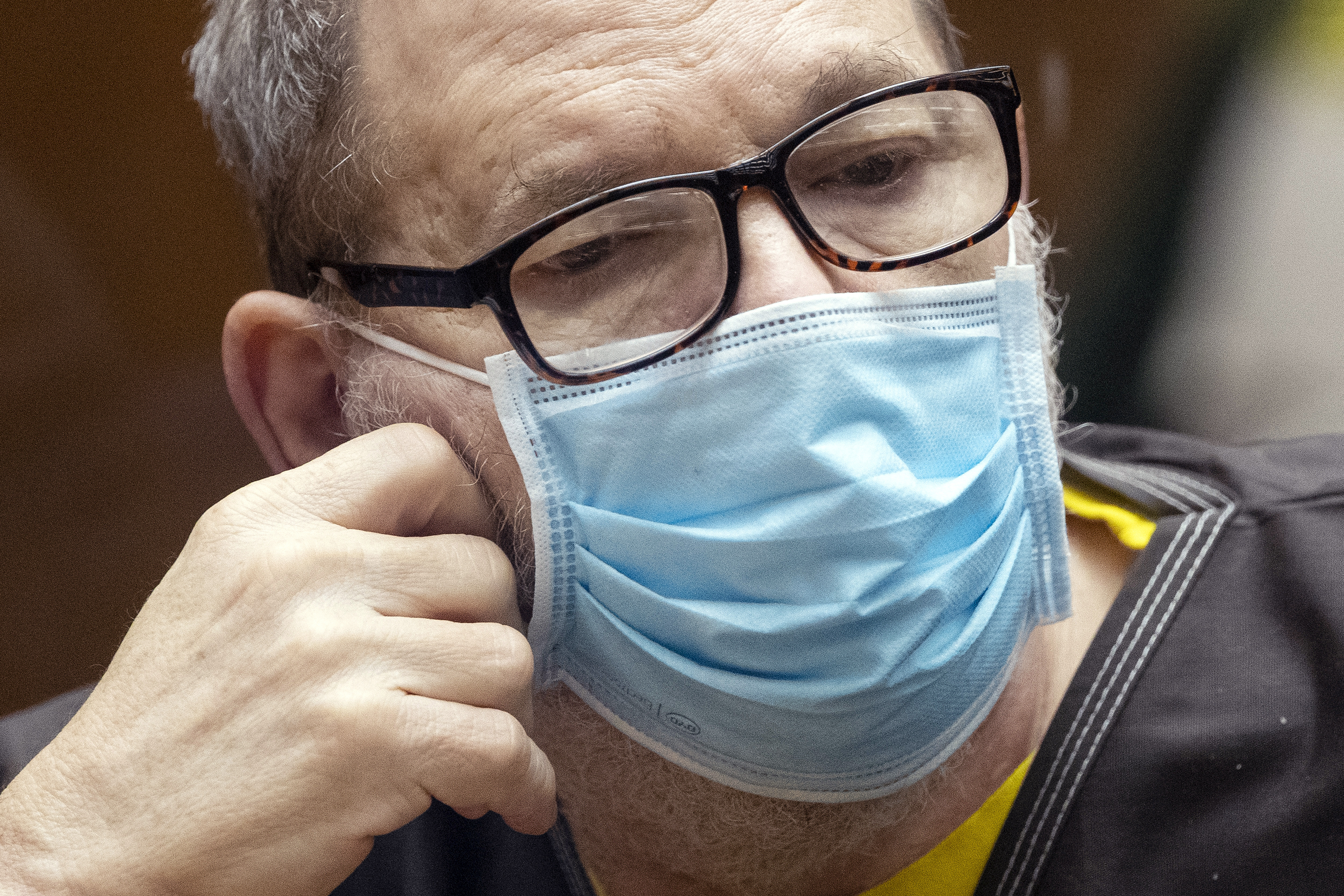 Harvey Weinstein, the 69-year-old convicted rapist and disgraced movie mogul, wears a face mask as he listens in court during a pre-trial hearing in Los Angeles, on July 29, 2021. (Etienne Laurent/Pool Photo via AP)