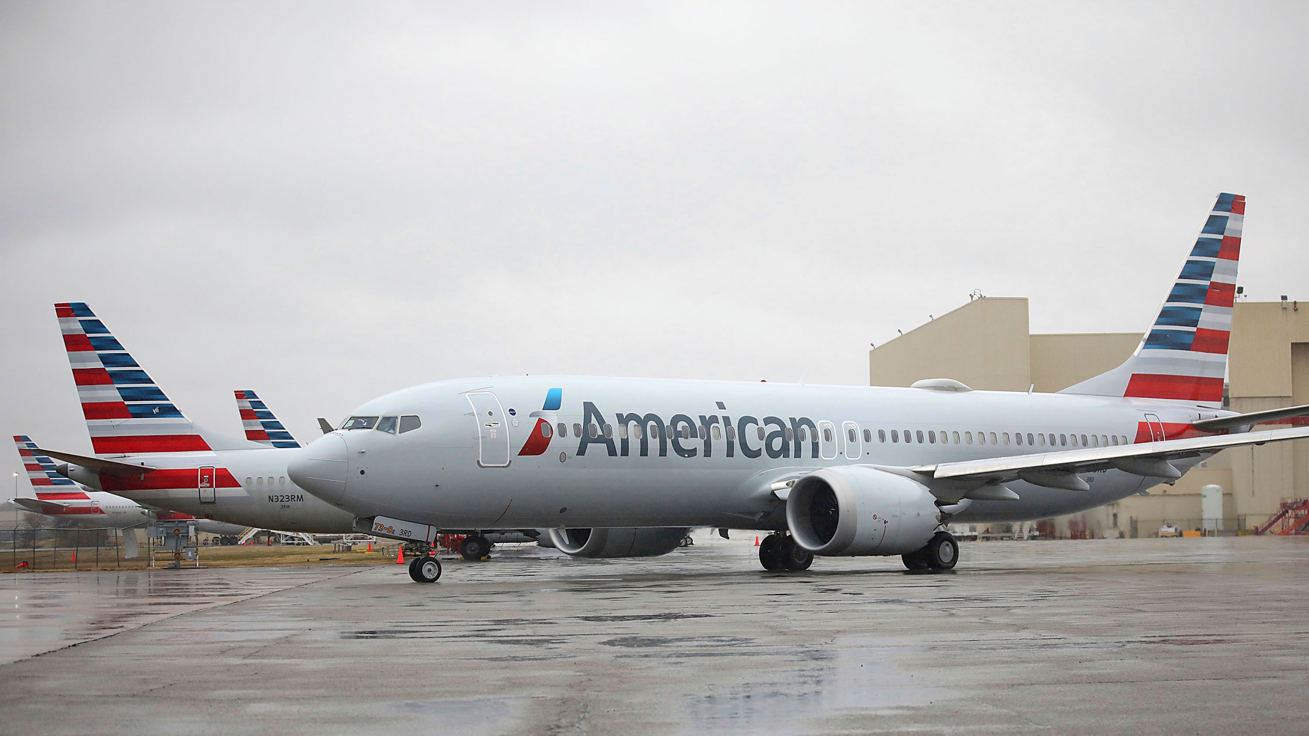 An American Airlines Boeing 737 Max taxis at Tulsa International Airport to fly to Dallas, Dec. 2, 2020, in Tulsa, Okla. (Mike Simons/Tulsa World via AP)