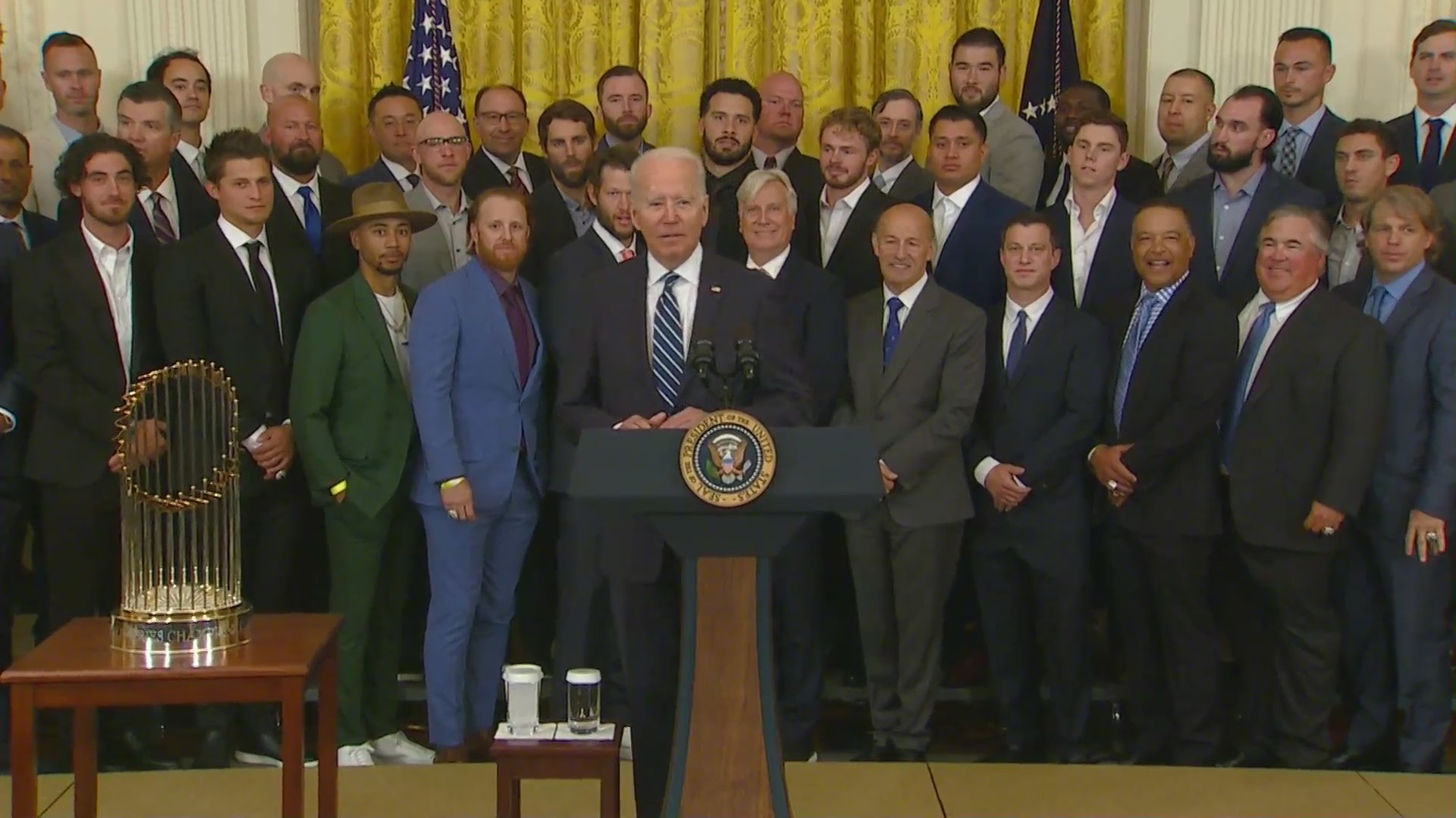 The Dodgers visited the White House on July 2, 2021, to celebrate their 2020 World Series title. (Pool)