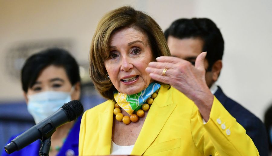 Speaker of the House Nancy Pelosi, Democrat of California, speaks at an event in Los Angeles to raise awareness of the Child Tax Credit on July 15, 2021. (Frederic J. Brown / AFP / Getty Images)