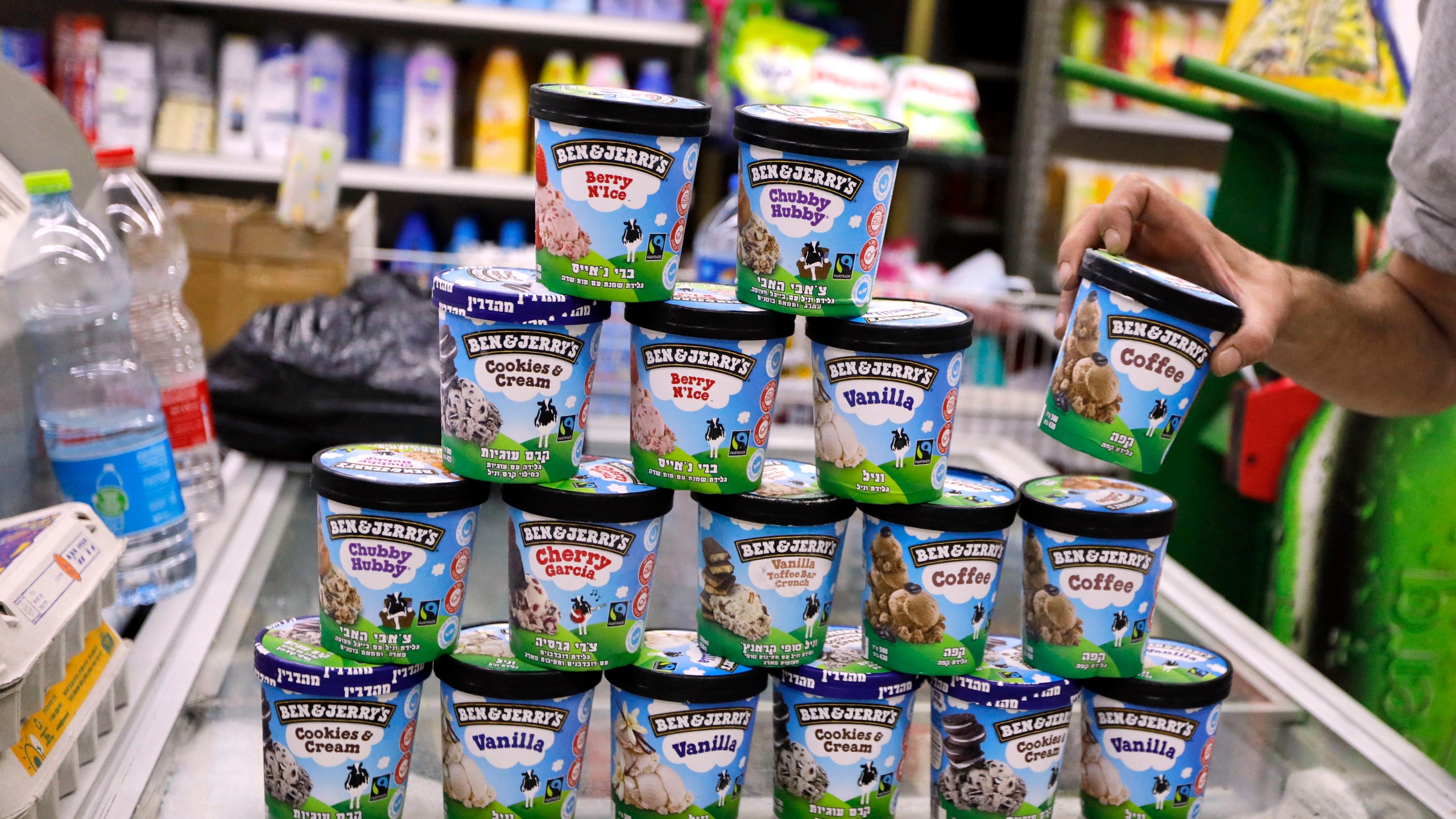 Ben & Jerry's ice cream is seen at a store in Jerusalem on July 20, 2021. (AHMAD GHARABLI/AFP via Getty Images)