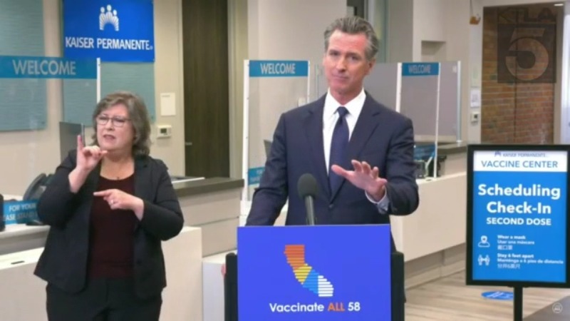 Gov. Gavin Newsom criticized prominent conservatives for their COVID-19-related comments on July 26, 2021. (KTLA)