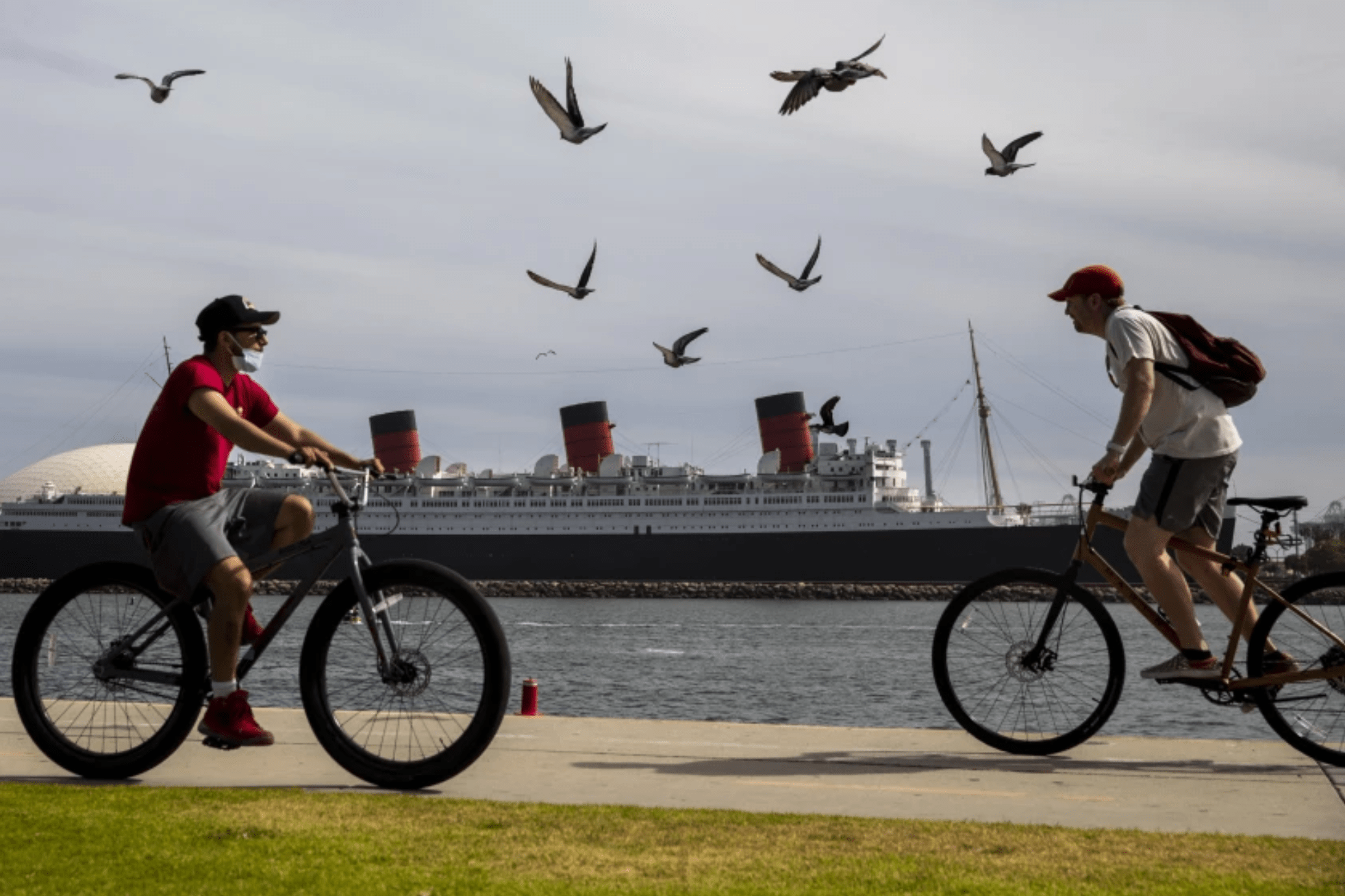 The Queen Mary ship is shown docked in Long Beach on May 25, 2021.(Jay L. Clendenin / Los Angeles Times)