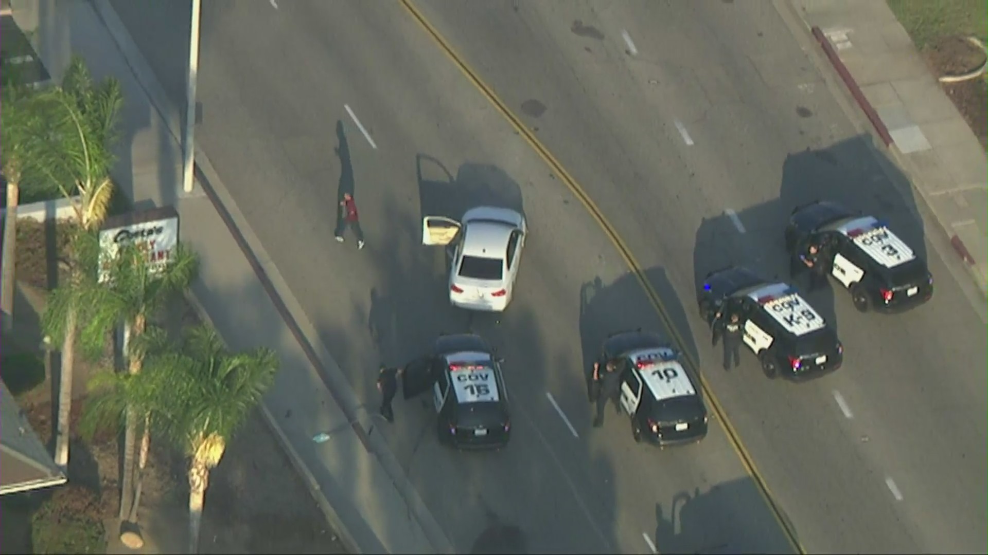 A driver attempts to flee following a pursuit in Covina on July 8, 2021. (KTLA)