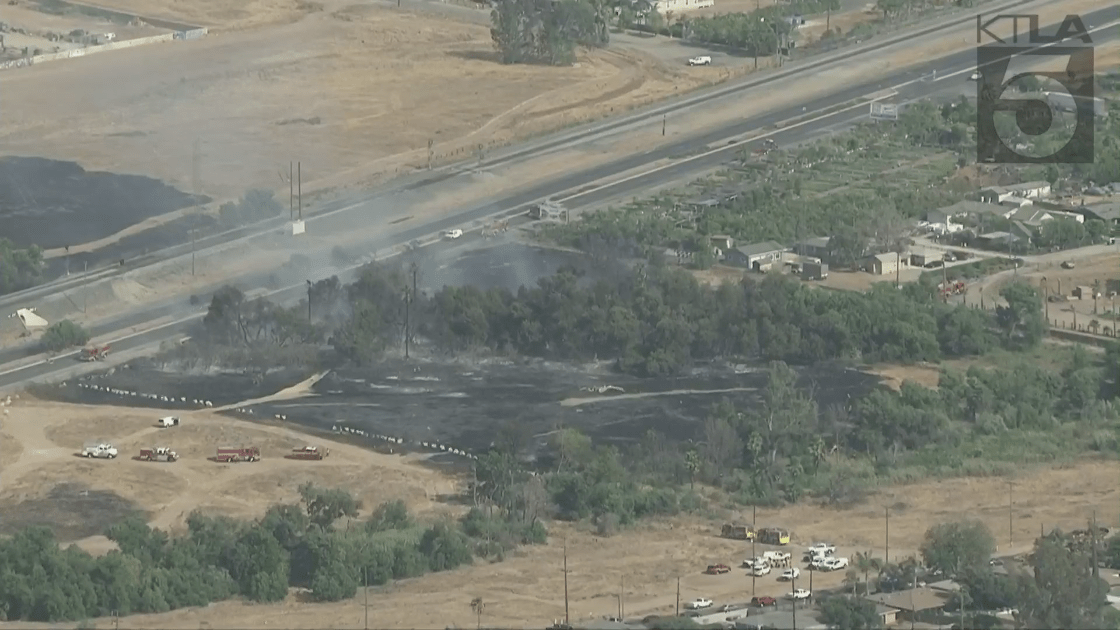 The Jurupa Fire burned at least 40 acres on July 22, 2021.