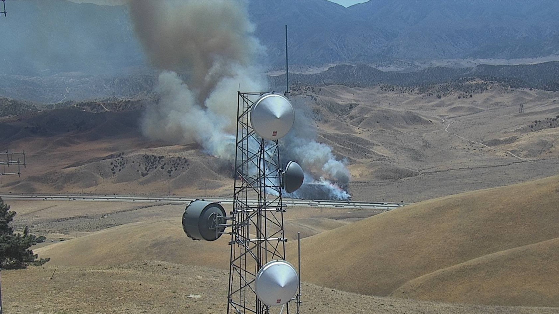 The Tumbleweed Fire burns near Gorman on July 4, 2021. (PG&E via L.A. County Fire Department)