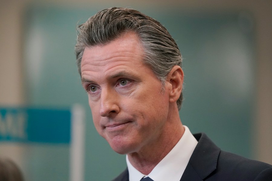 In this July 26, 2021 file photo Gov. Gavin Newsom speaks at a news conference in Oakland, Calif. California could witness a stunning turnabout if voters dump Newsom and elects a Republican to fill his job in a the September recall election. (AP Photo/Jeff Chiu, File)