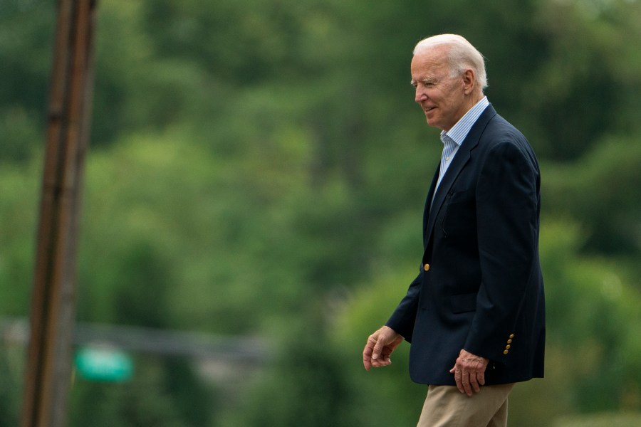 President Joe Biden leaves St. Joseph on the Brandywine Catholic Church in Wilmington, Del., after attending a Mass, Saturday, Aug. 7, 2021. Biden is spending the weekend at his home in Delaware. (AP Photo/Manuel Balce Ceneta)