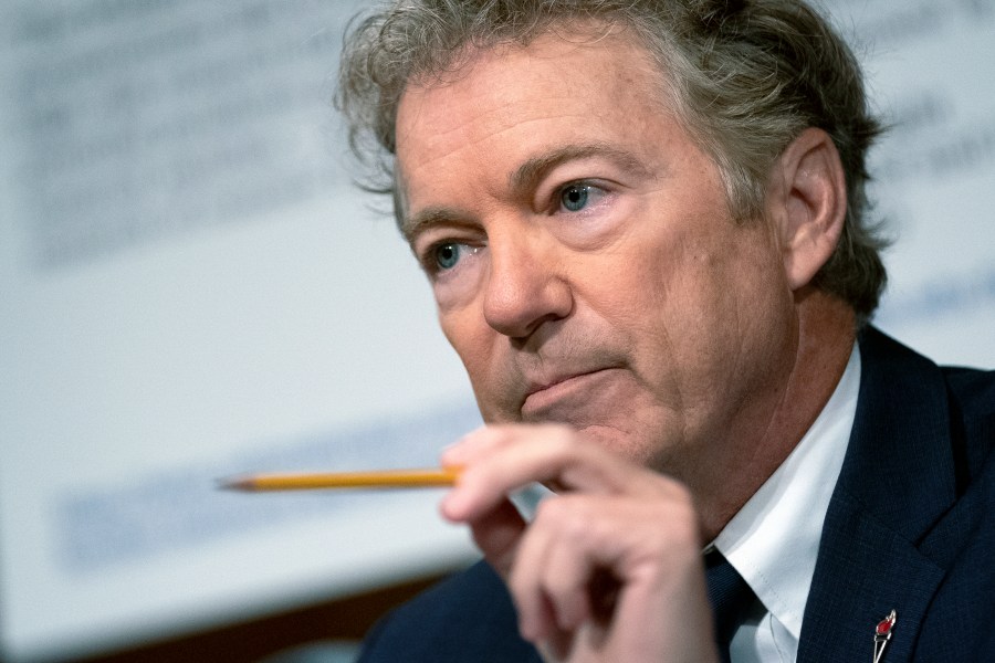 In this July 20, 2021 file photo, Sen. Rand Paul, R-Ky., speaks during a Senate Health, Education, Labor, and Pensions Committee hearing, on Capitol Hill in Washington. YouTube has suspended Paul for seven days, Wednesday, Aug. 11, after the Kentucky Republican posted a misleading video suggesting face masks don't prevent infection by COVID-19. The video was also removed. (Stefani Reynolds/The New York Times via AP, Pool, File)