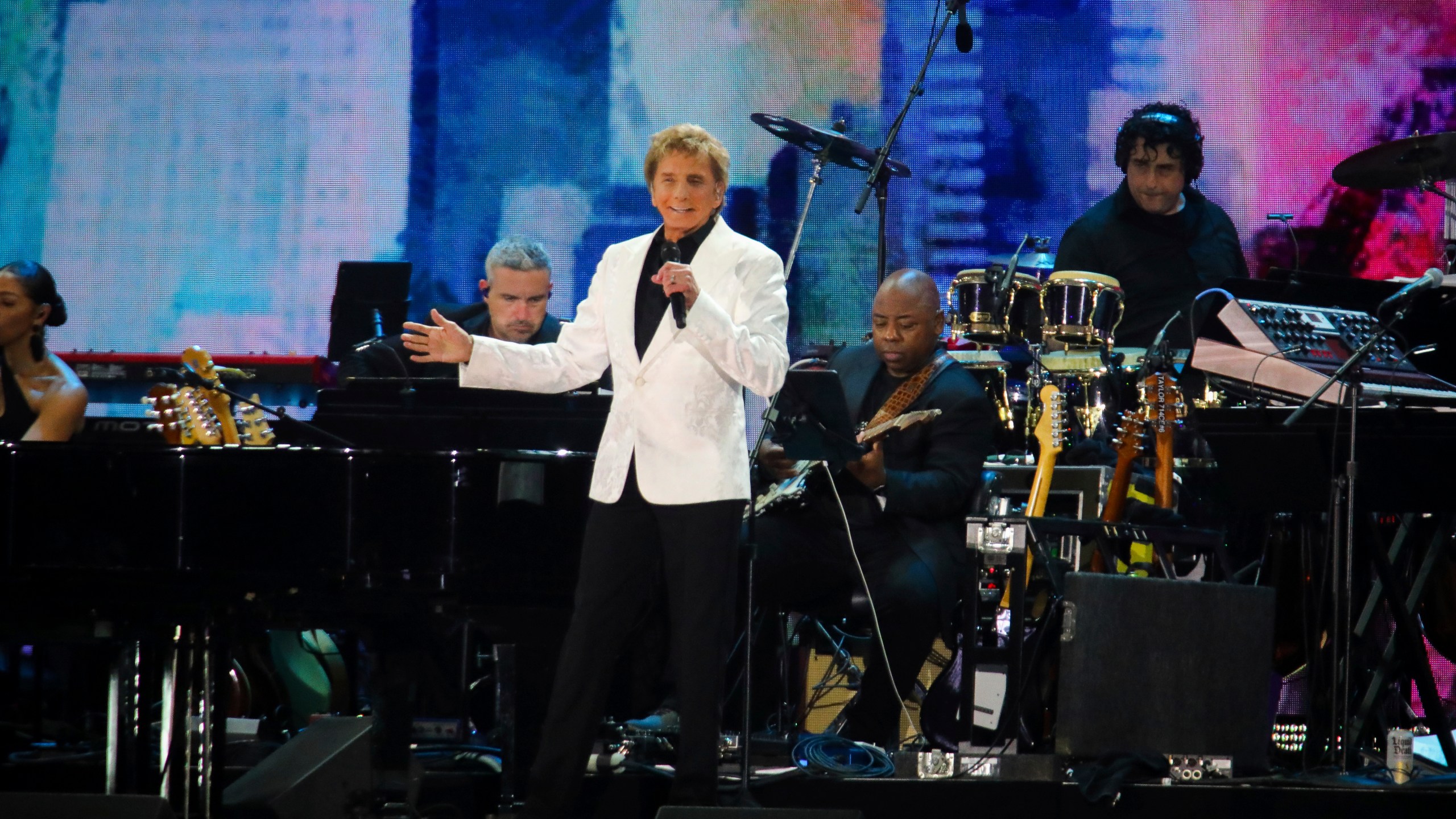 Barry Manilow performs at We Love NYC: The Homecoming Concert at The Great Lawn in Central Park on Saturday, Aug. 21, 2021, in New York. (Photo by Andy Kropa/Invision/AP)