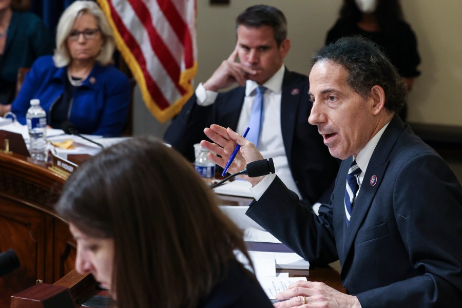 In this July 27, 2021, file photo Rep. Jamie Raskin, D-Md., speaks during the House select committee hearing on the Jan. 6 attack on Capitol Hill in Washington. The House Committee investigating the insurrection at the U.S. Capitol in January is demanding a host of records from the White House and several government intelligence and law enforcement agencies. (Oliver Contreras/The New York Times via AP, Pool, File)