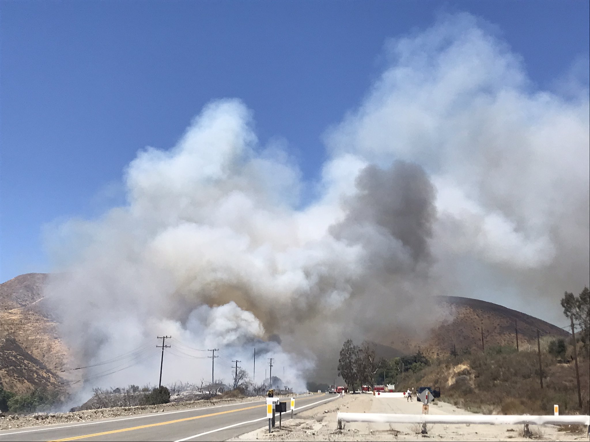 The Roadside Fire burns in the San Bernardino National Forest on Aug. 28, 2021. (San Bernardino National Forest/Twitter)