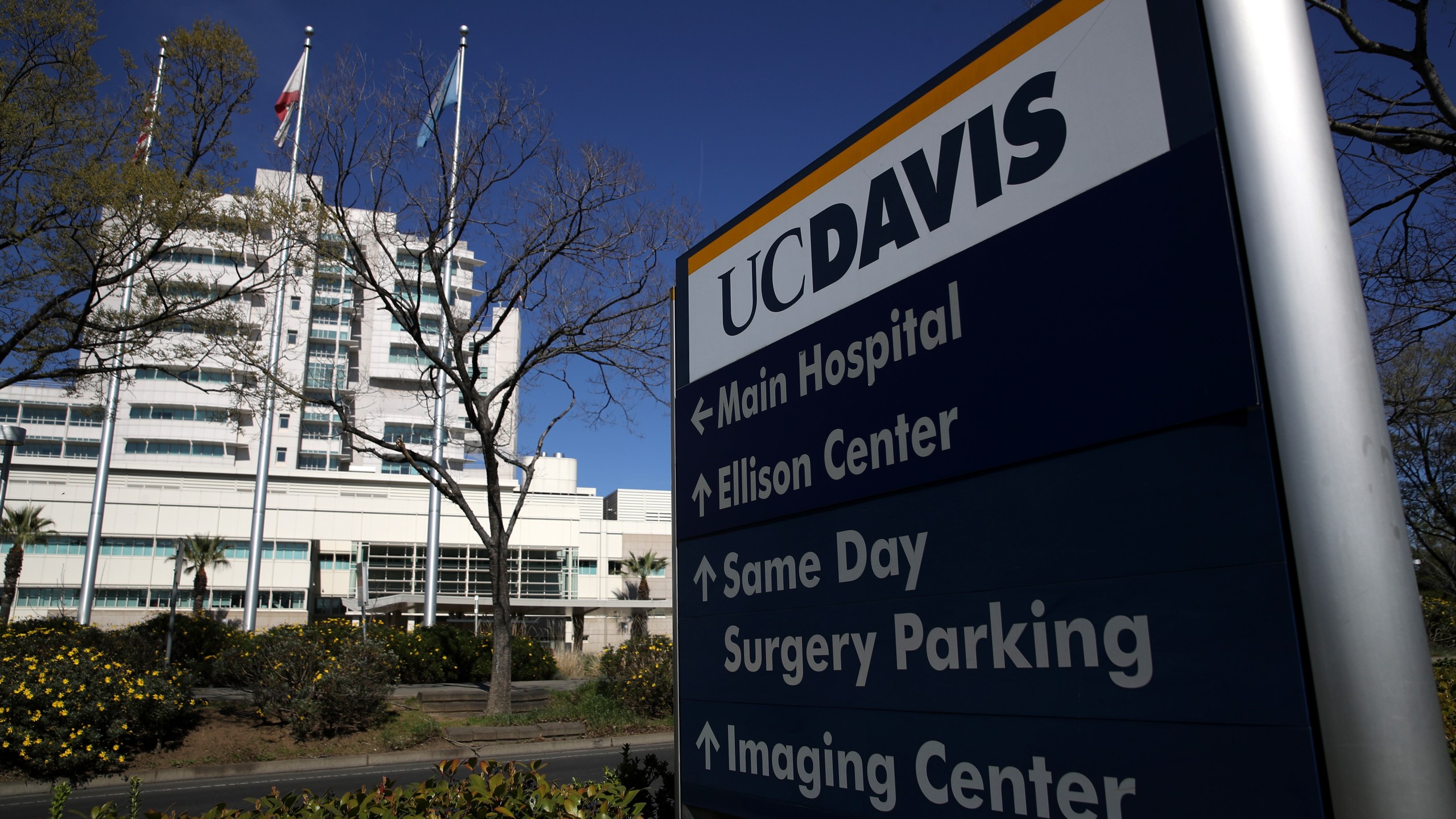 A view of UC Davis Medical Center on Feb. 27, 2020, in Sacramento. A Solano County resident who is the first confirmed case of the Coronavirus COVID-19 that was "community acquired" has been held in isolation while undergoing treatment at the UC Davis Medical Center for the past week. (Justin Sullivan/Getty Images)