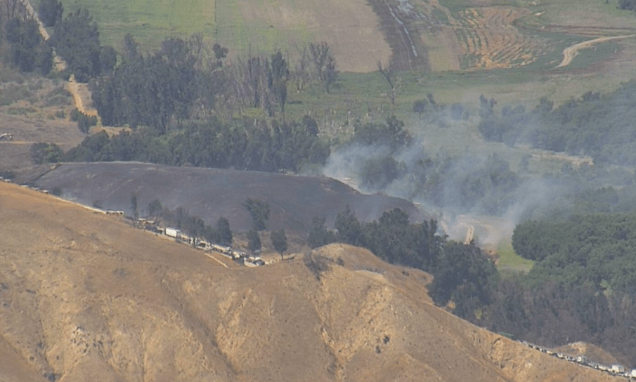 A 5-acre brush fire was burning in the Corona-Chino Hills area on Aug. 2, 2021. (Cal Fire Riverside)