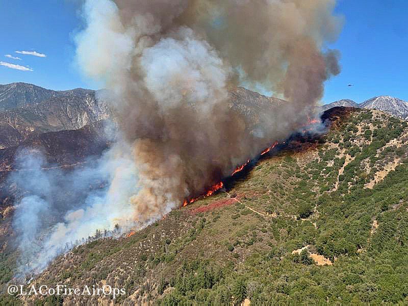 The Antonio Fire sparked on Aug.3,2021, near Mount Baldy. (LACoAirFireOps)