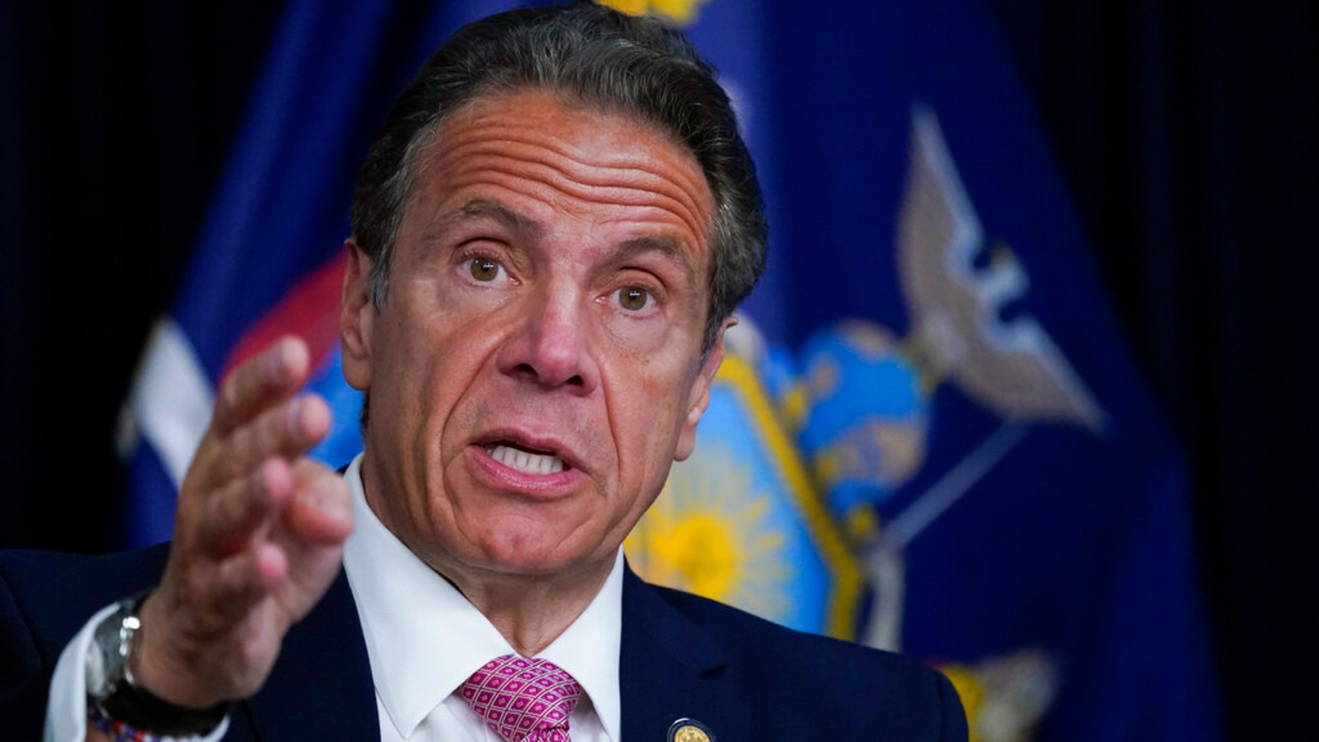 New York Gov. Andrew Cuomo speaks during a news conference, Monday, May 10, 2021 in New York. (AP Photo/Mary Altaffer, Pool)