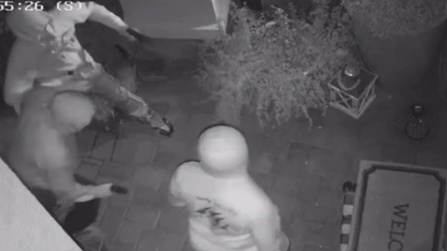 Surveillance video of a home invasion attempt was shared by the Fontana Police Department on Aug. 19, 2021.