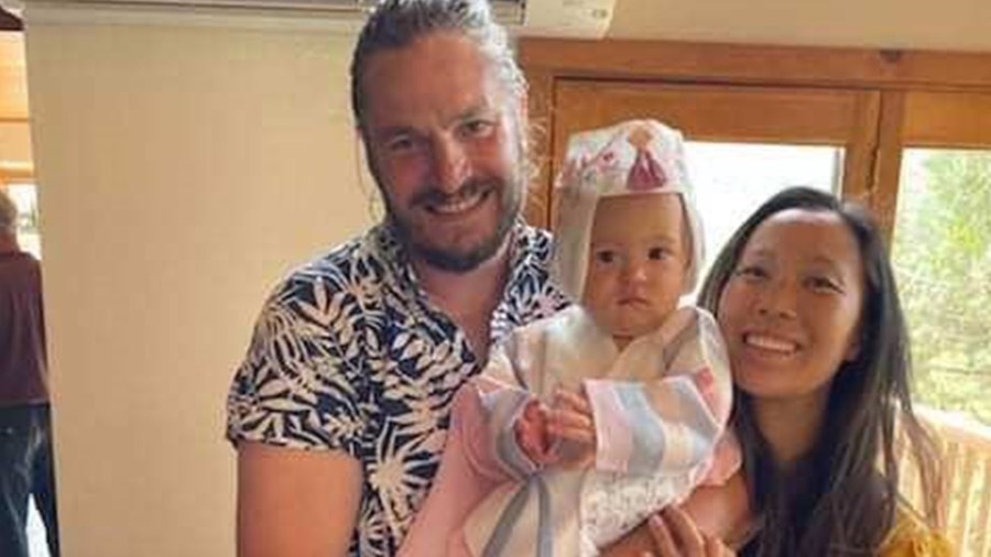 John Gerrish, Ellen Chung and their 1-year-old daughter, Miju, are seen in an undated photo provided to KSEE/KGPE by Rosanna Heaslett.