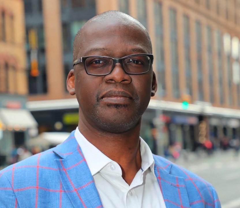 This photo provided by Restaurant Opportunities Centers shows Sekou Siby, president of Restaurant Opportunities Center United. Twenty years after 9/11, Sekou Siby still feels the pangs of survivor's guilt. A cook and dishwasher at the World Trade Center's Windows on the World restaurant, Siby had swapped shifts with a co-worker that day, who ended up dying in the terrorist attacks. (Restaurant Opportunities Centers via AP)