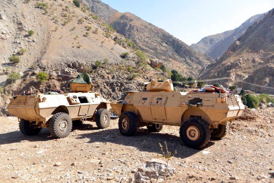 In this Aug. 25, 2021, file photo, armored vehicles are seen in Panjshir Valley, north of Kabul, Afghanistan. (AP Photo/Jalaluddin Sekandar)