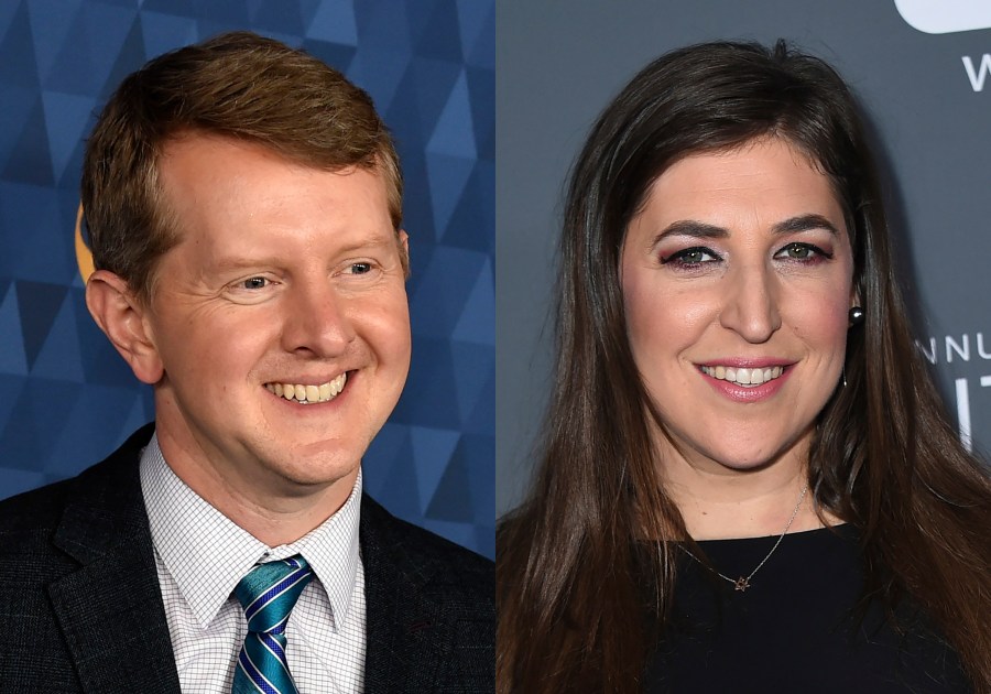 Ken Jennings appears at the 2020 ABC Television Critics Association Winter Press Tour in Pasadena, Calif., on Jan. 8, 2020, left, and actress Mayim Bialik appears at the 23rd annual Critics' Choice Awards in Santa Monica, Calif., on Jan. 11, 2018. Jennings and Bialik will split “Jeopardy!” hosting duties for the remainder of the game show’s 38th season. (AP Photo)