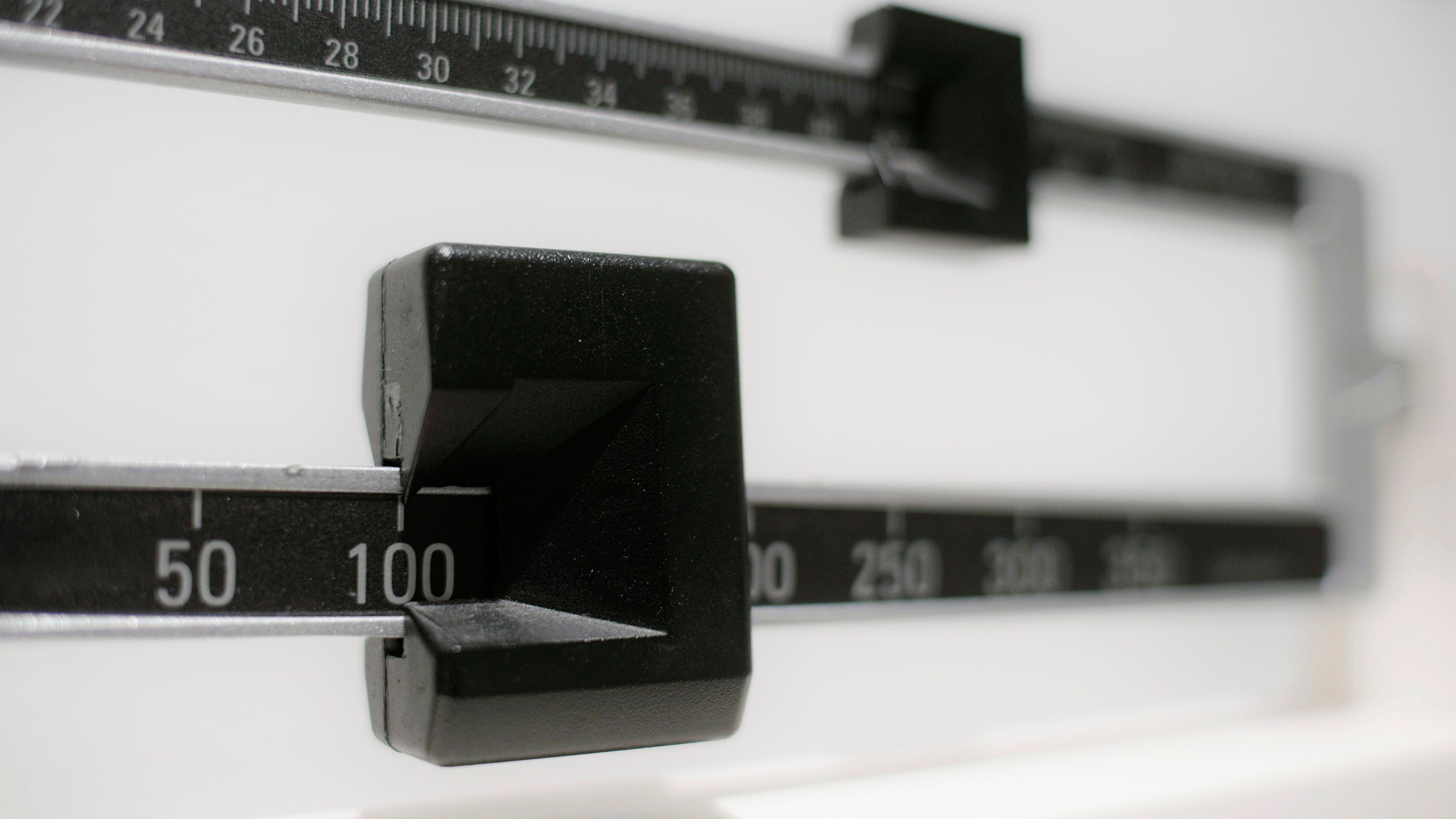 A closeup of a beam scale in New York is shown in a file photo from 2018. (Patrick Sison/Associated Press)