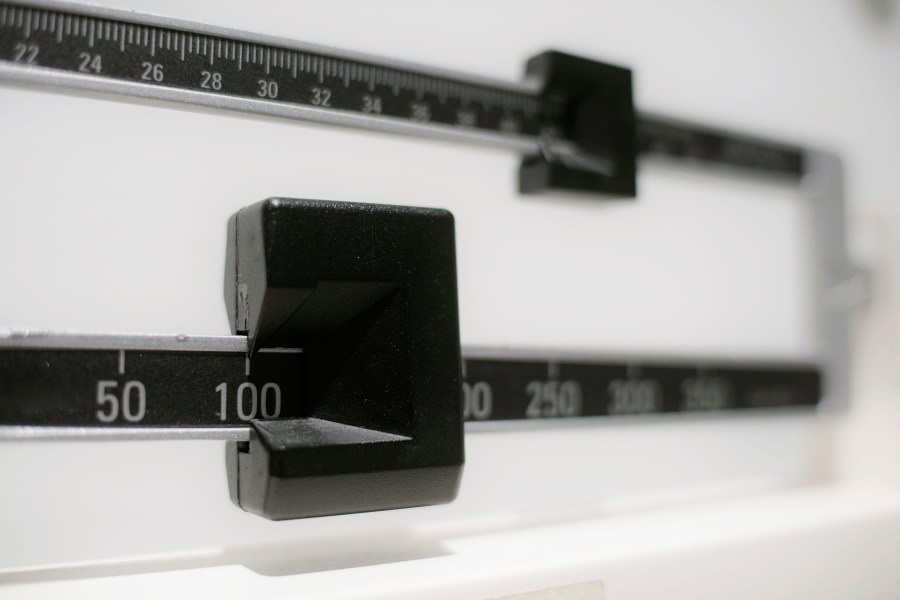 A closeup of a beam scale in New York is shown in a file photo from 2018. (Patrick Sison/Associated Press)