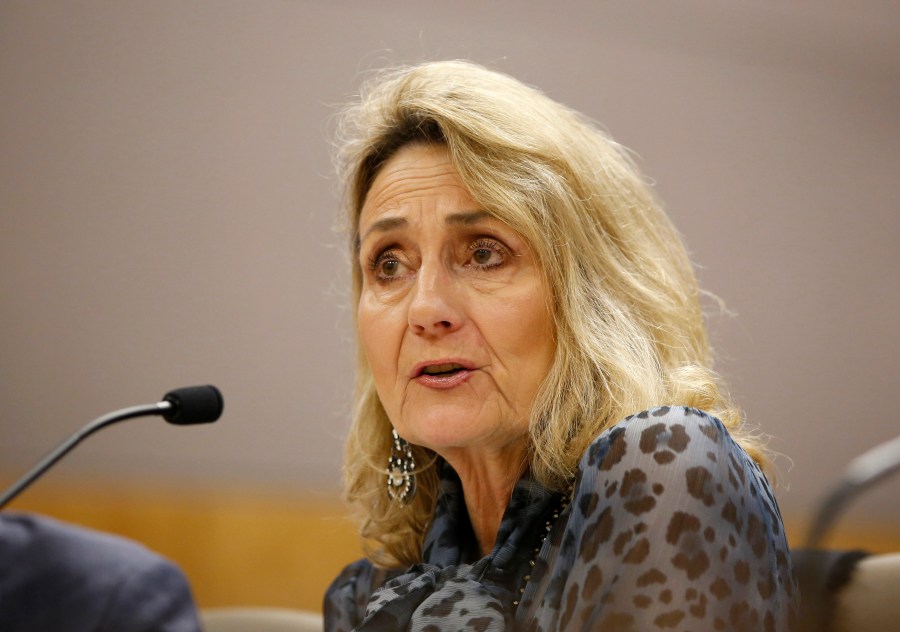 In this Jan. 8, 2020, file photo is Marybel Batjer, president of the California Public Utilities Commission, appears before a state Senate committee hearing in Sacramento, Calif. (AP Photo/Rich Pedroncelli, File)