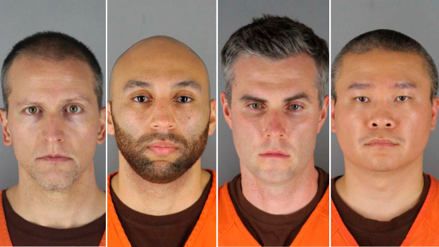 This combination of photos provided by the Hennepin County Sheriff's Office in Minnesota on June 3, 2020, shows from left, former Minneapolis police officers Derek Chauvin, J. Alexander Kueng, Thomas Lane and Tou Thao. (Hennepin County Sheriff's Office via AP File)