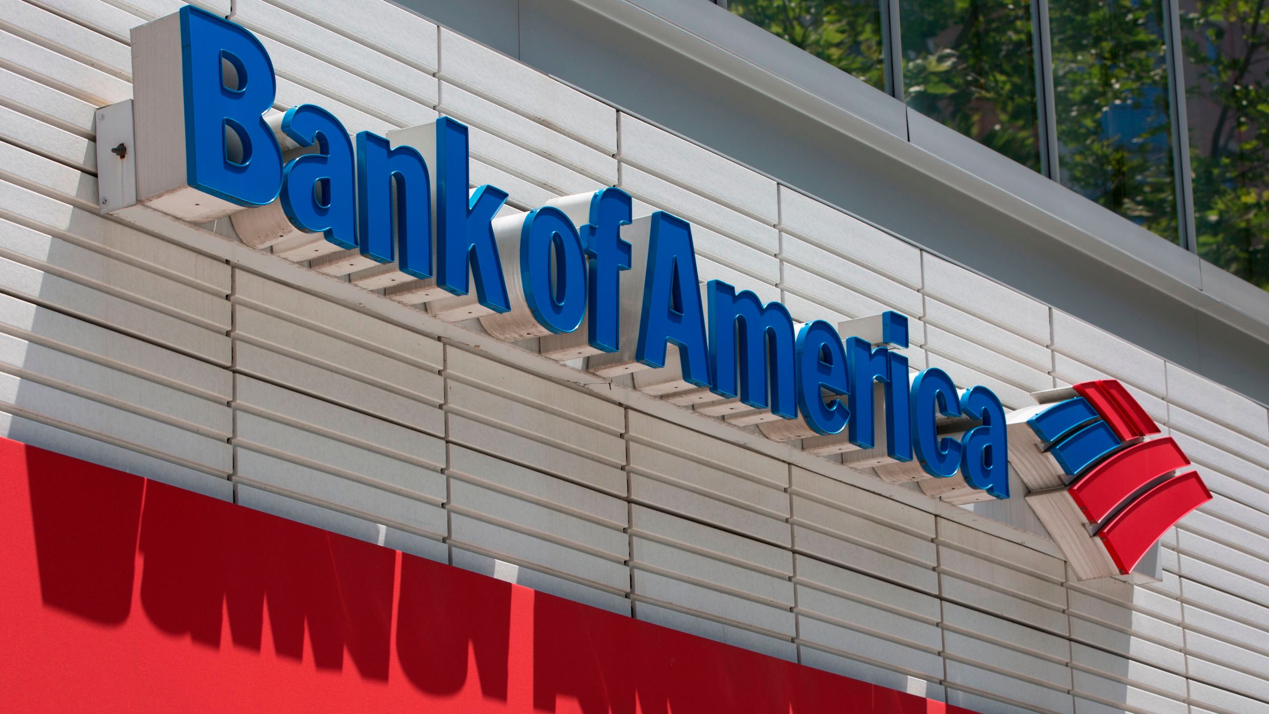 The Bank of America logo is seen outside a branch in Washington, DC, on July 9, 2019. (ALASTAIR PIKE/AFP via Getty Images)