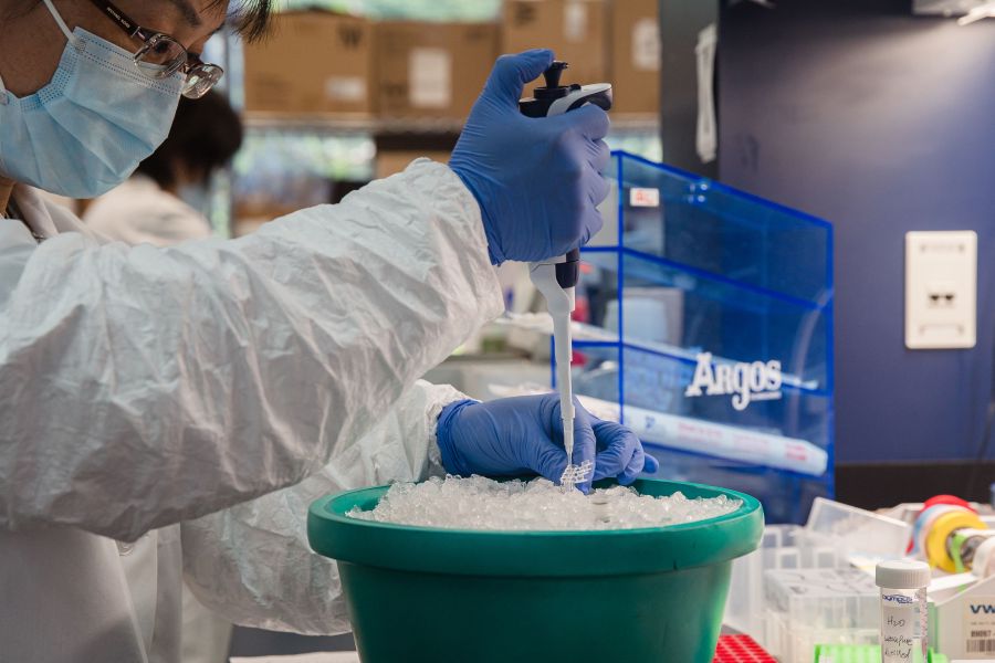 A senior scientist at a lab that focused on COVID-19 sets up a Polymerase Chain Reaction (PCR) at Sorrento Therapeutics in San Diego on May 22, 2020. (ARIANA DREHSLER/AFP via Getty Images)