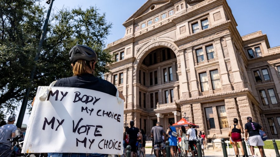 Abortion rights activists rally at the Texas State Capitol on September 11, 2021 in Austin, Texas. (Jordan Vonderhaar/Getty Images)