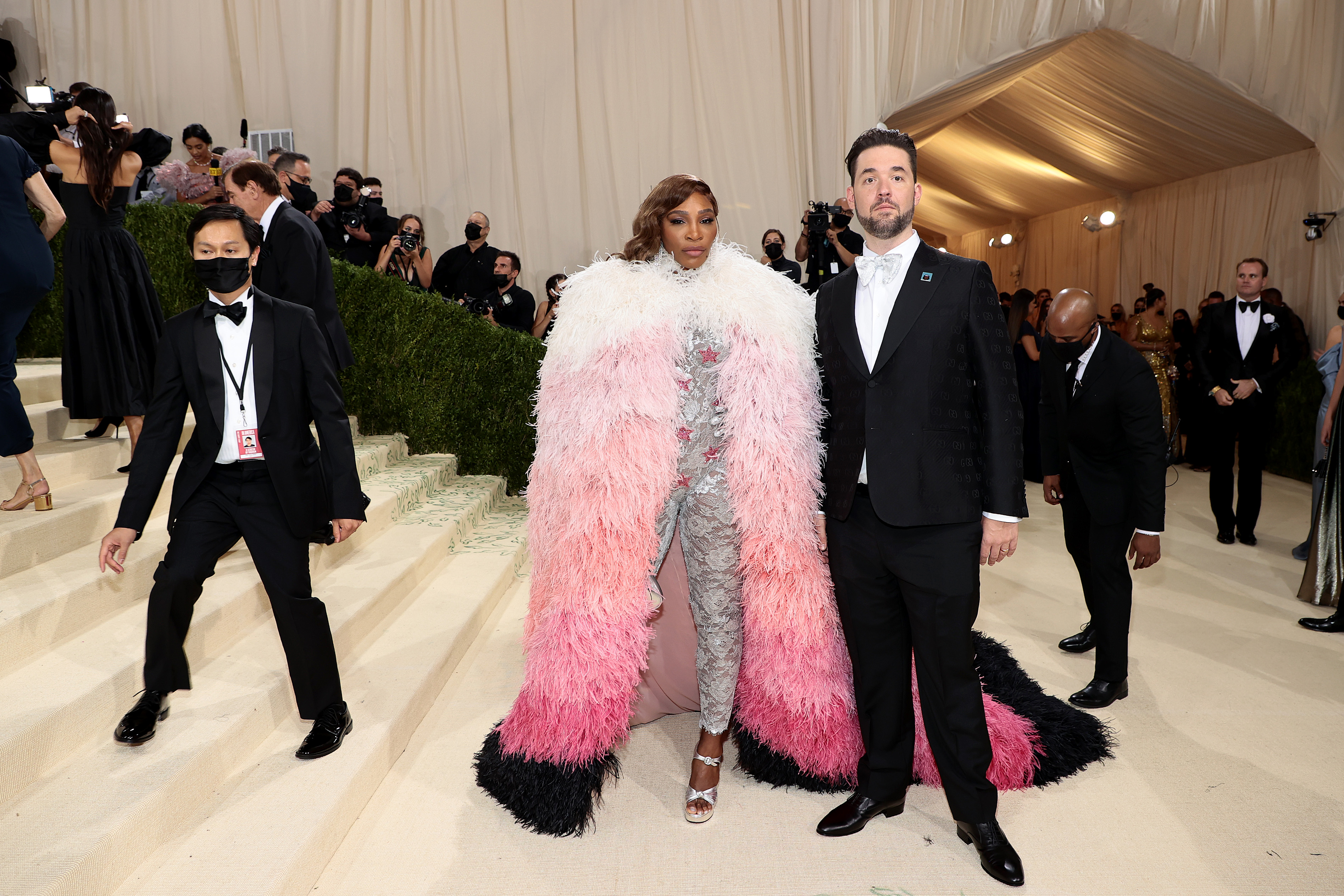 Serena Williams and Alexis Ohanian attend The 2021 Met Gala Celebrating In America: A Lexicon Of Fashion at Metropolitan Museum of Art on Sept. 13, 2021, in New York City. (Dimitrios Kambouris/Getty Images for The Met Museum/Vogue )