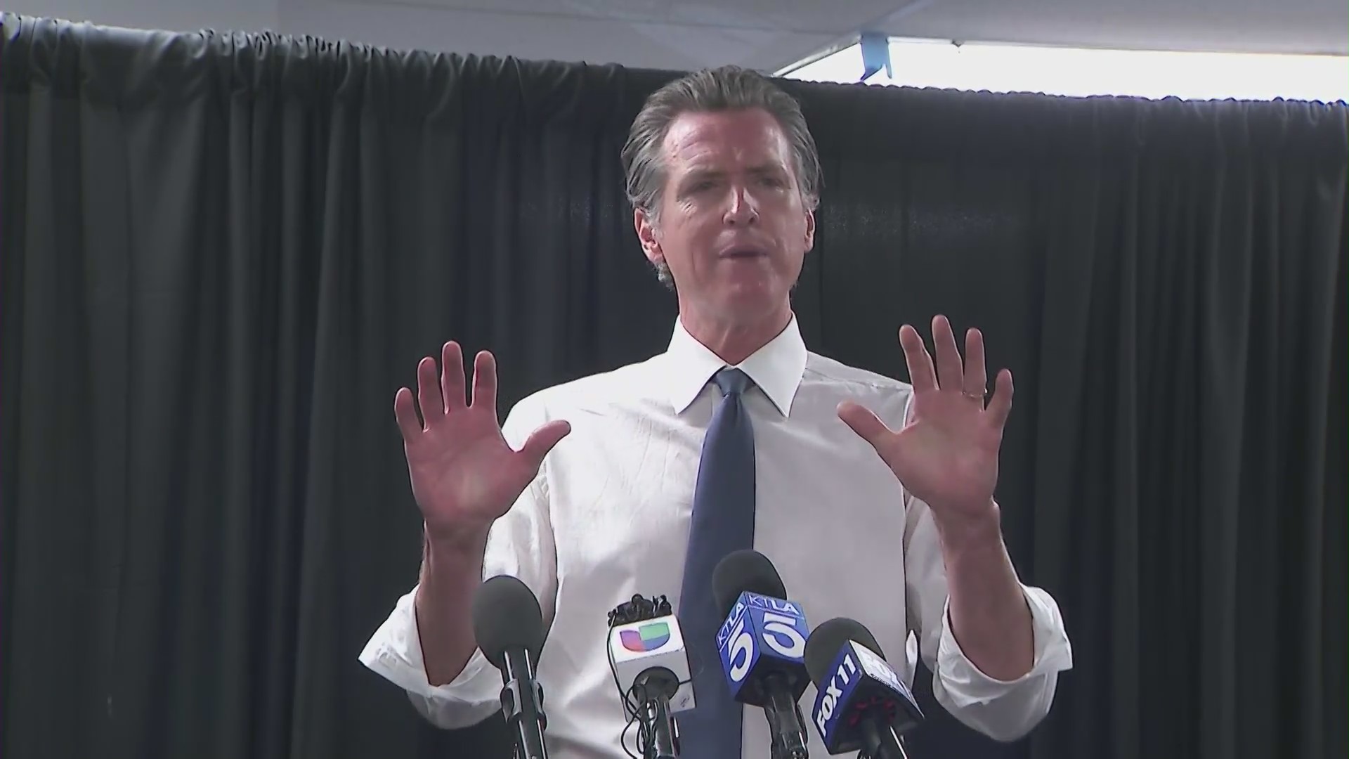 Gov. Gavin Newsom campaigned against the recall in Baldwin Hills on Sept. 6, 2021. (KTLA)