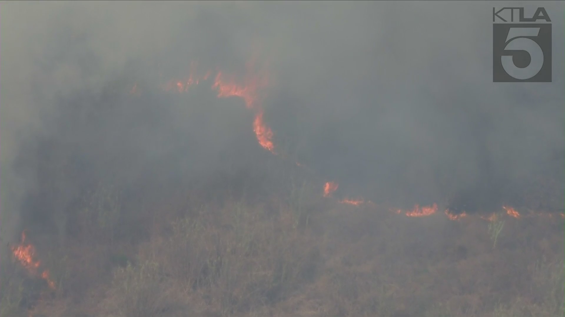 The Rosemead Fire burned in the Whittier Narrow areas on Sept. 24, 2021. (KTLA)