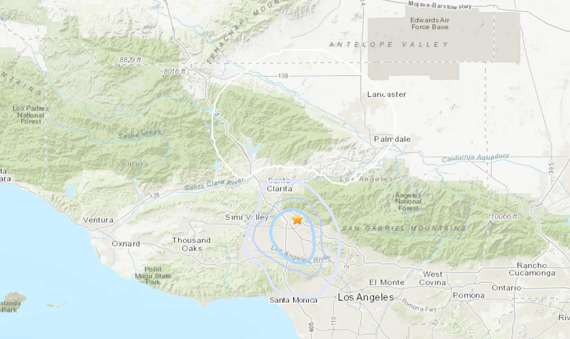 A USGS map shows the epicenter of the magnitude 3.0 quake that struck in San Fernando on Sept. 14, 2021.