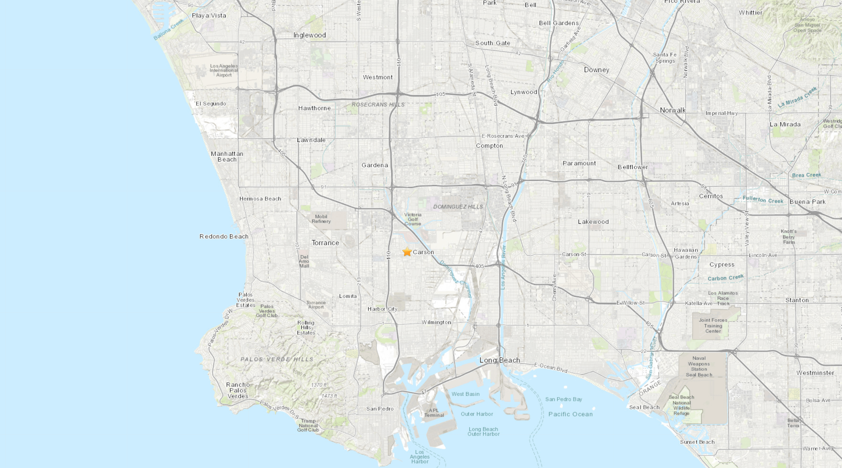 The epicenter of a 2.7 magnitude quake that shook the Carson area on Sept. 23, 2021, is seen in a map provided by the U.S. Geological Survey.