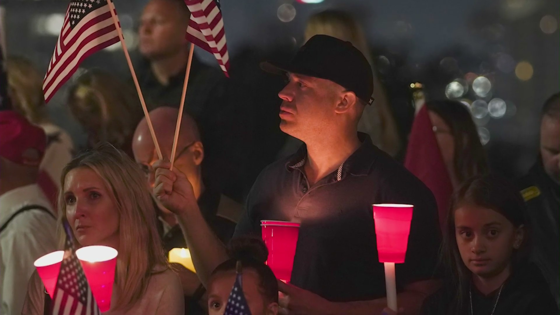 Orange County residents gathered to remember Staff Sgt. Taylor Hoover on Sept. 12, 2021. (KTLA)