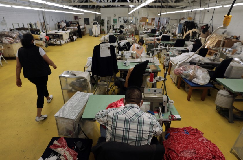 A garment factory is seen in this undated photo. (Myung J. Chun / Los Angeles Times)