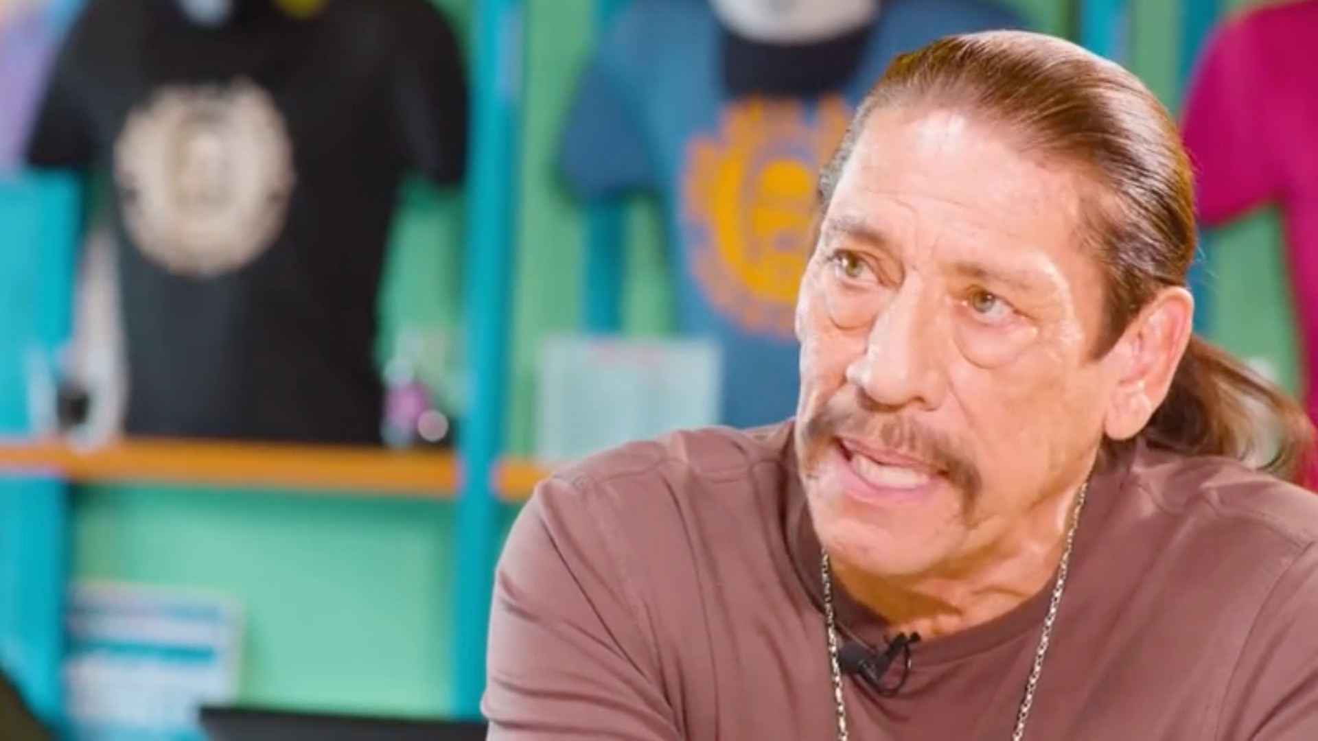 Danny Trejo is seen inside one of his Trejo's Tacos locations. (KTLA)