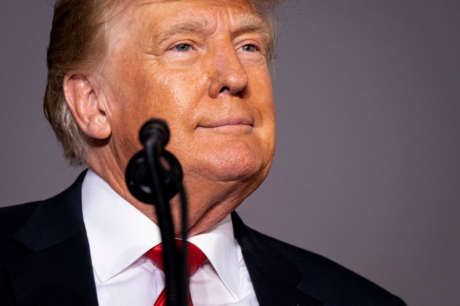 Former President Donald Trump speaks during his Save America rally in Perry, Ga., on Saturday, Sept. 25, 2021. (AP Photo/Ben Gray)