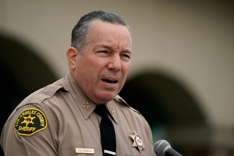 In this Sept. 10, 2020, file photo Los Angeles County Sheriff Alex Villanueva speaks at a news conference in Los Angeles.