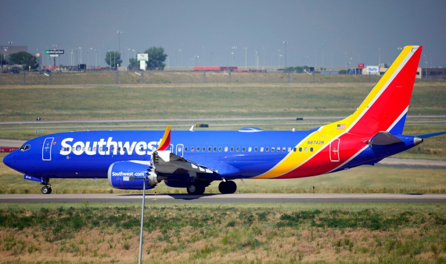 In this July 2, 2021, file photo, a Southwest Airlines jetliner taxis down a runway for take off from Denver International Airport in Denver. (AP Photo/David Zalubowski, File)