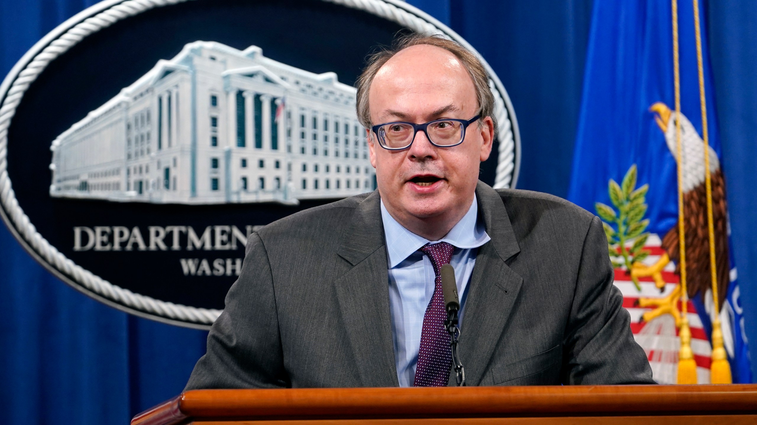 In this Sept. 14, 2020, file photo, Jeff Clark, then-Assistant Attorney General for the Environment and Natural Resources Division, speaks during a news conference at the Justice Department in Washington. (Susan Walsh/Associated Press)