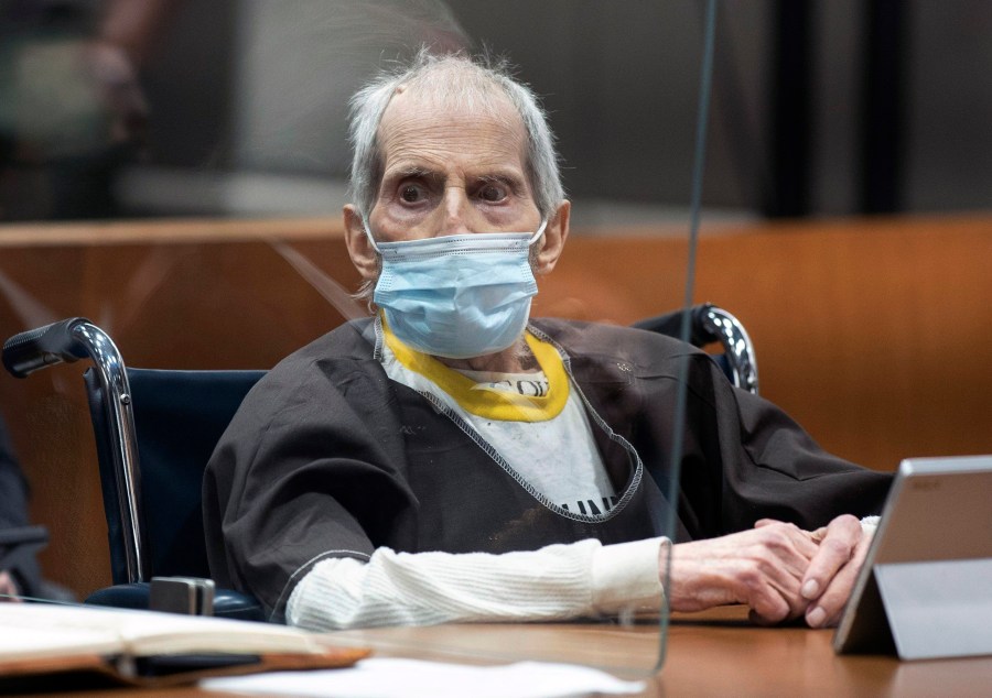 New York real estate scion Robert Durst, 78, sits in the courtroom as he is sentenced to life in prison without chance of parole on Oct. 14, 2021, at the Airport Courthouse in Los Angeles. (Myung J. Chung/Los Angeles Times via AP, Pool)